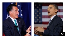  Republican presidential candidate, Gov. Mitt Romney, left, and President Barack Obama (D) right 